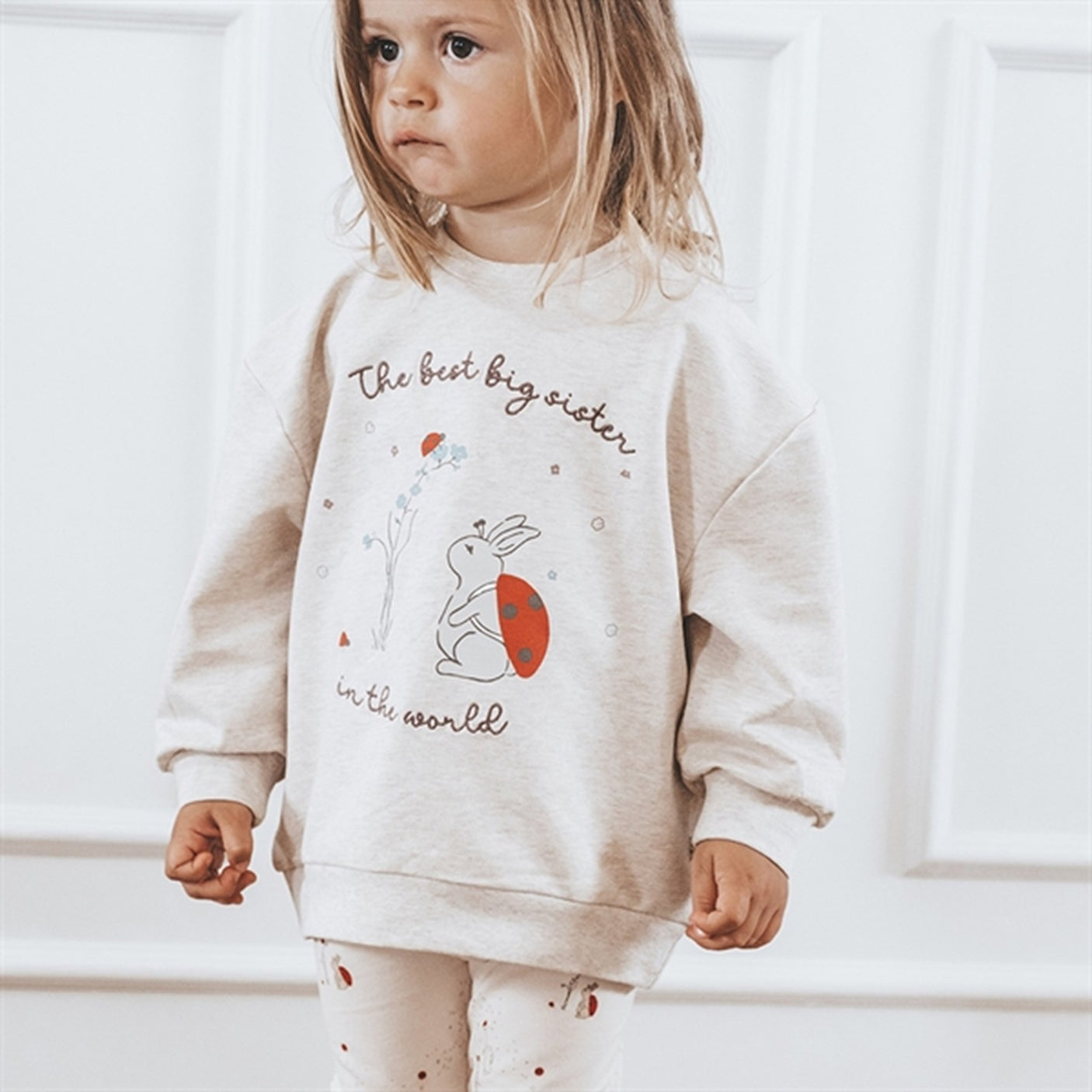 That's Mine Light Brown Melange Finley Big Sister Sweatshirt
