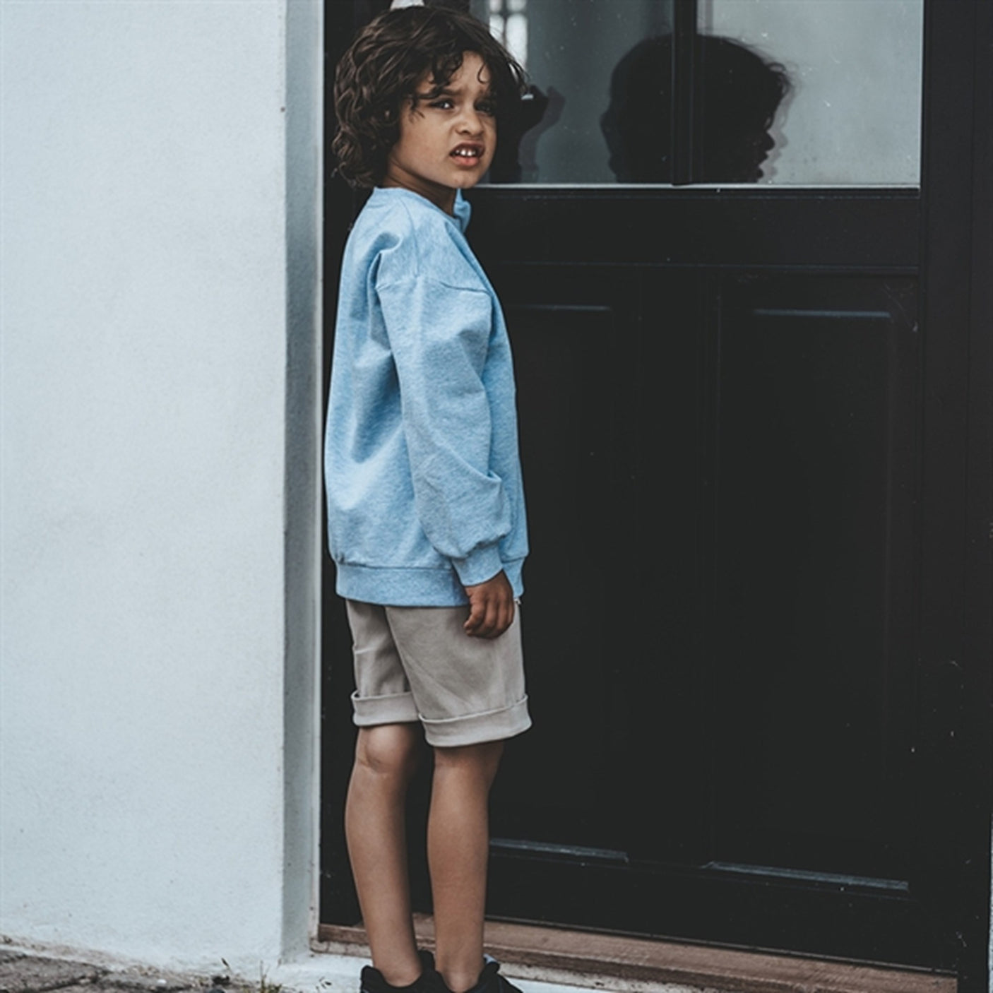 That's Mine Light Blue Melange Finley Little Brother Sweatshirt