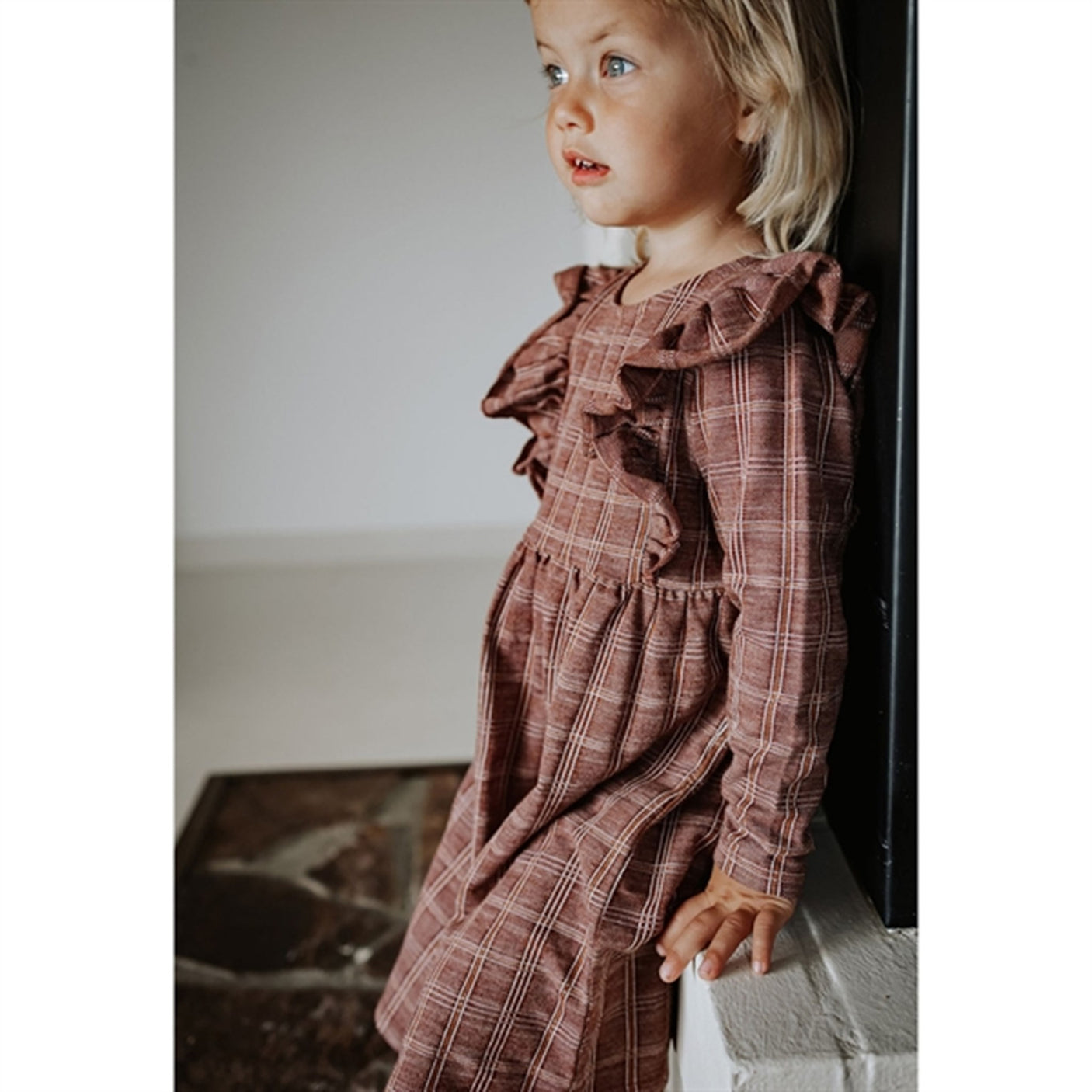 Fliink Chicory Coffee Miro Ls Ruffle Dress