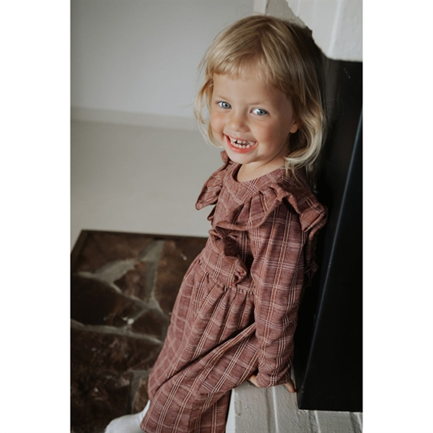 Fliink Chicory Coffee Miro Ls Ruffle Dress