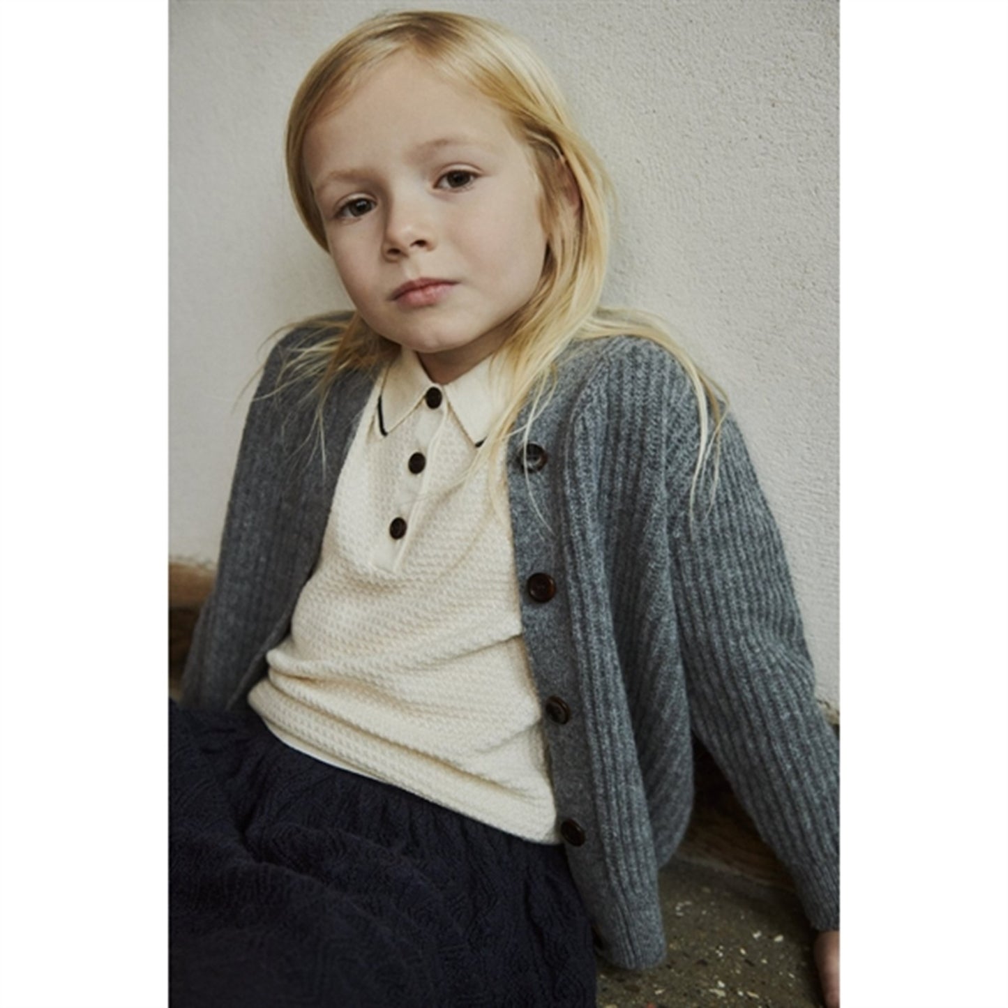 FUB Lambswool Cardigan Charcoal Melange