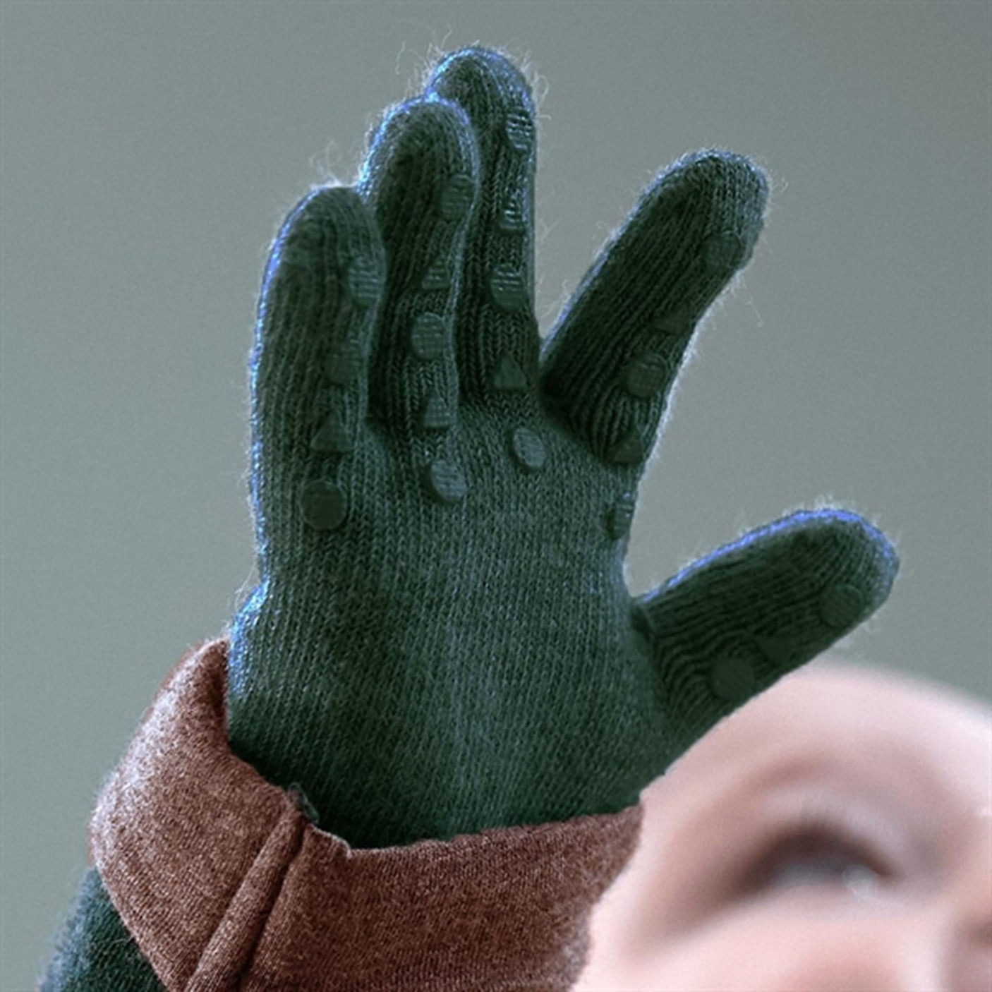 Gobabygo Wool Grip Gloves Forrest Green
