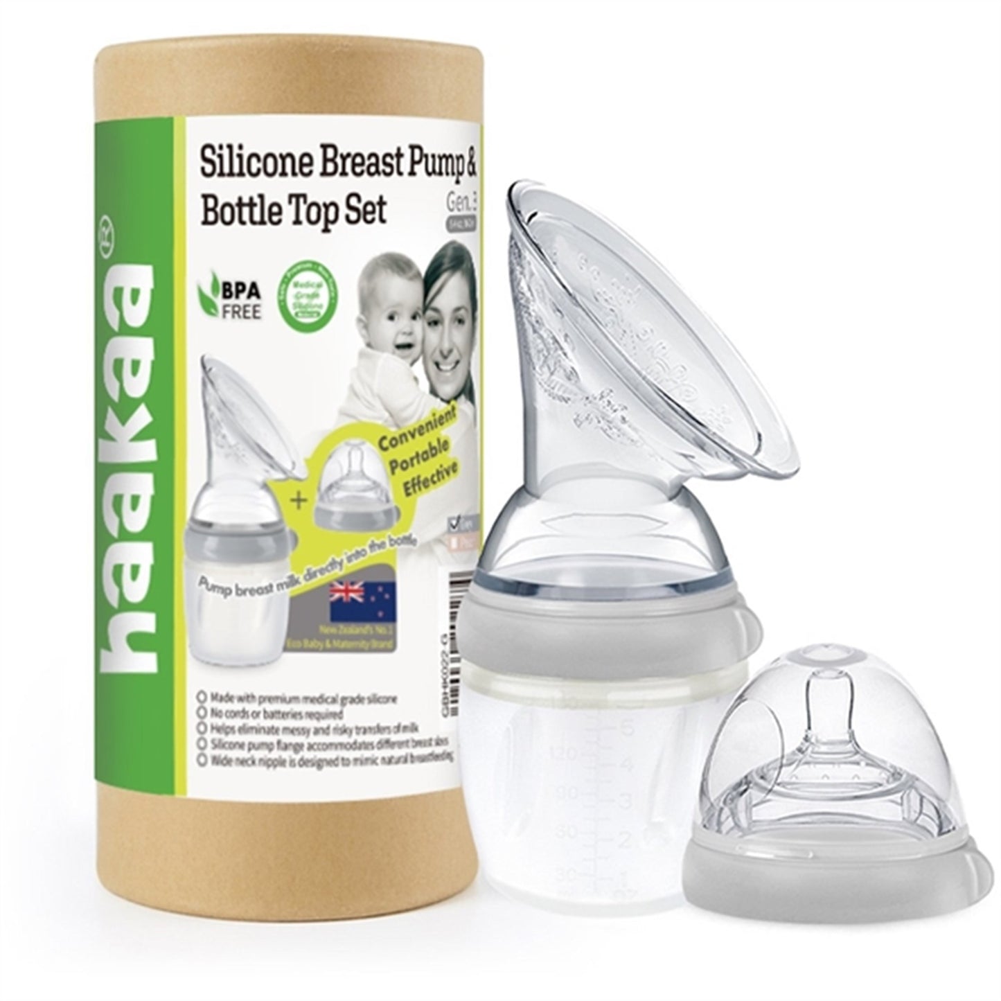 Haakaa Breast Pump & Bottle 160Ml Grey Gen 3.