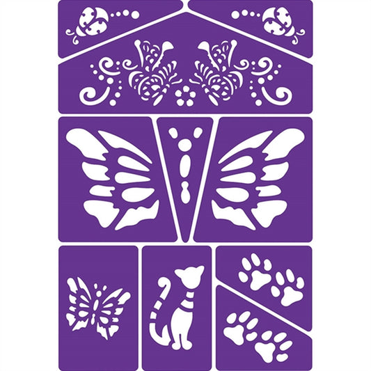 Grim'tout Stencil Cat and Butterflies