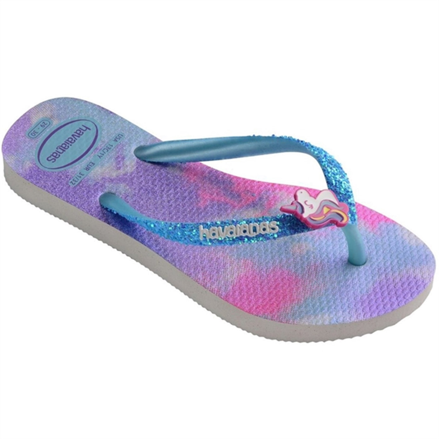 Havaianas Kids Sandals Slim Glitter Trendy White/BlueWater