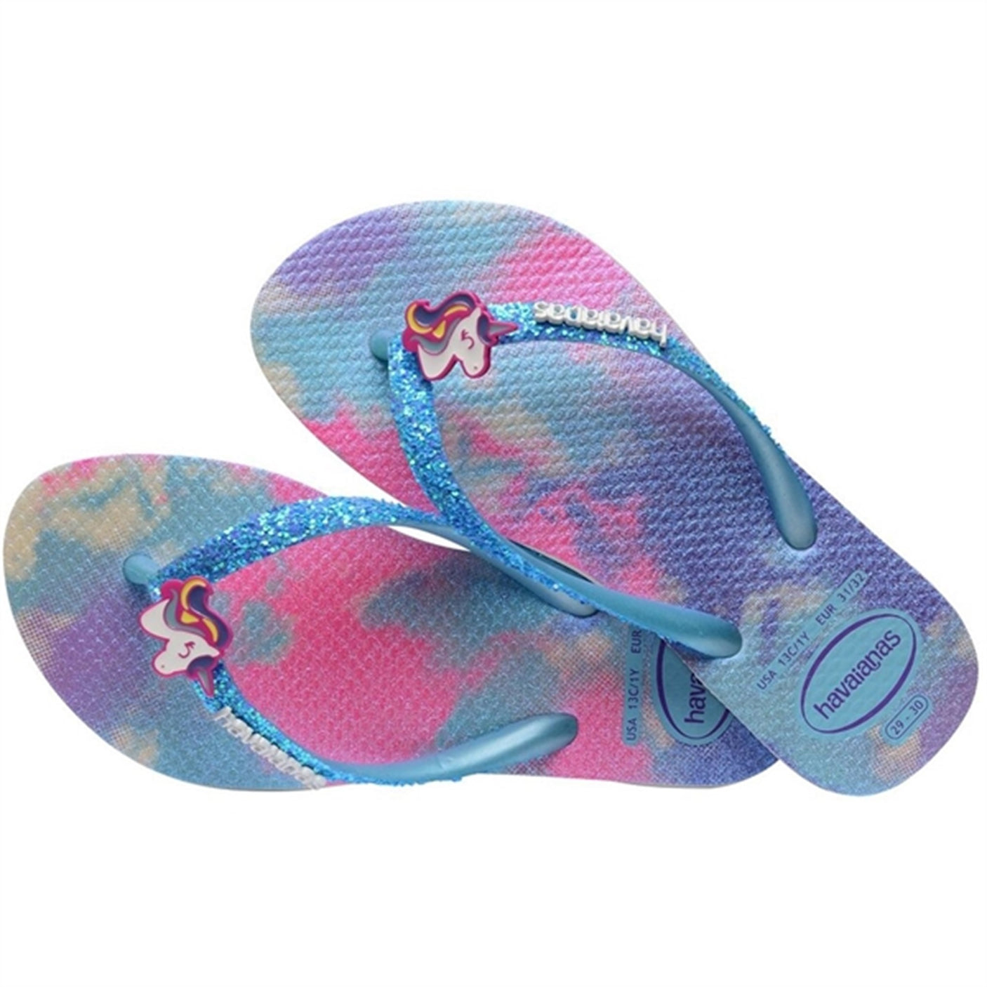 Havaianas Kids Sandals Slim Glitter Trendy White/BlueWater