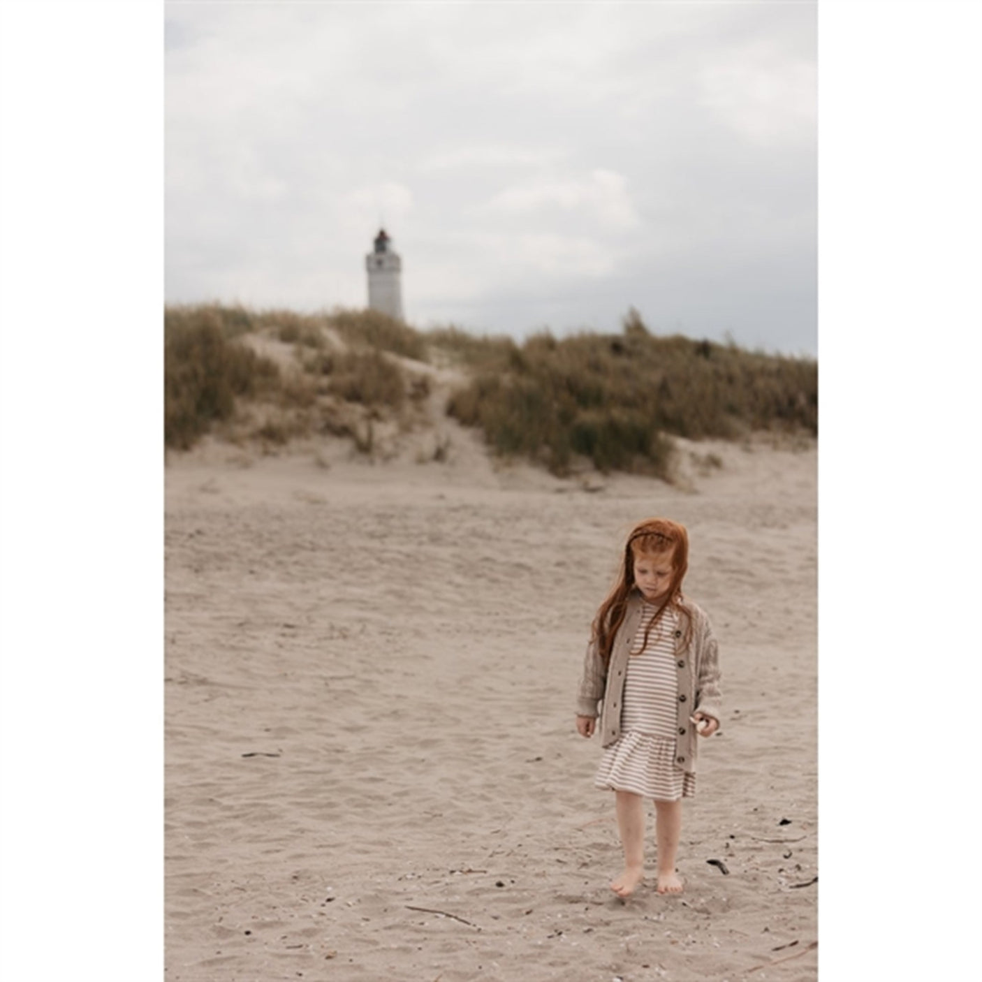 Petit Piao® Light Taupe Melange Cardigan Chunky Knit Cabel