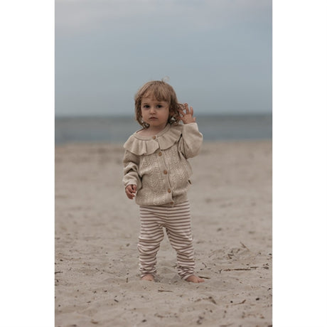 Petit Piao® Off White Cardigan Knit Cabel Collar