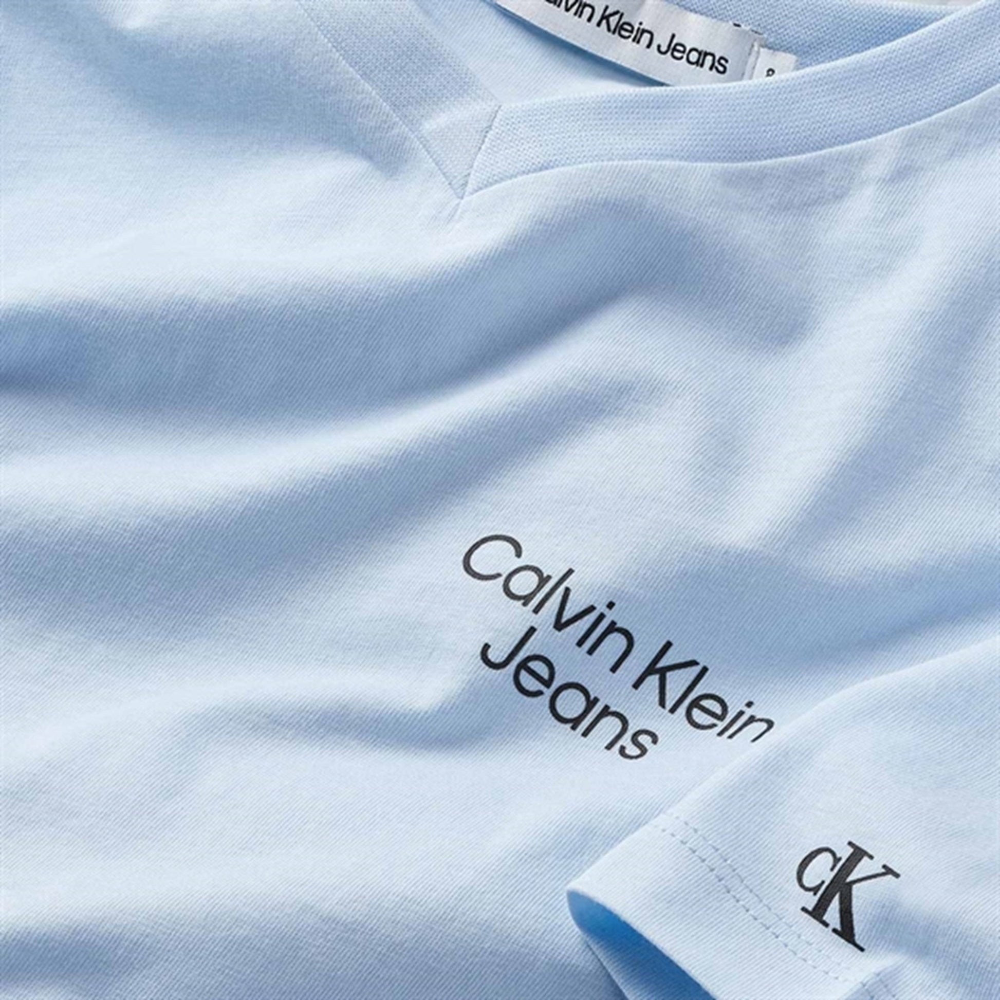 Calvin Klein Stack Logo V-Neck T-Shirt Keepsake Blue