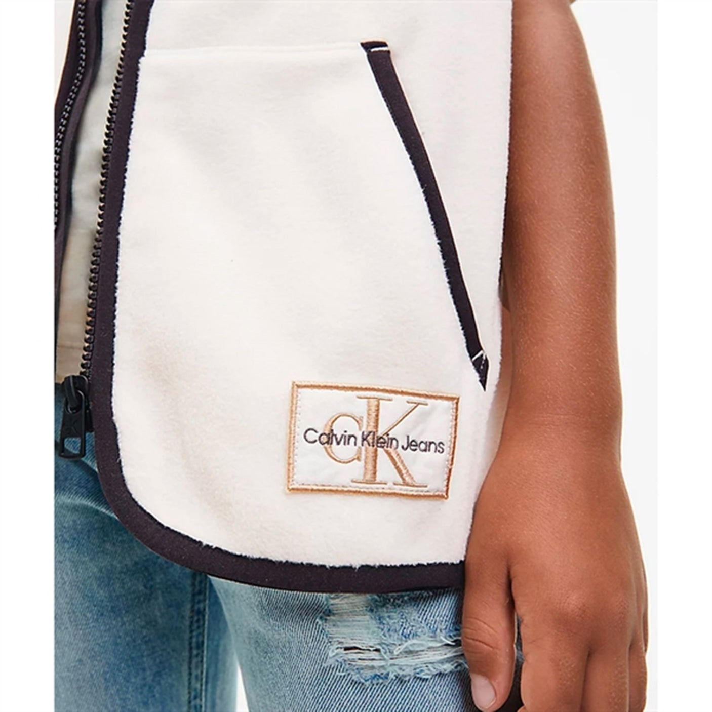 Calvin Klein Mix Media CLR Block Fleece Vest Muslin