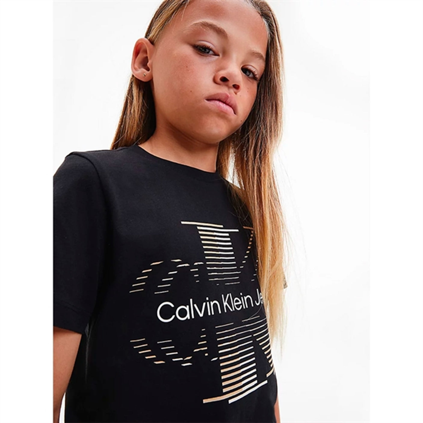 Calvin Klein Lined Monogram T-Shirt Black