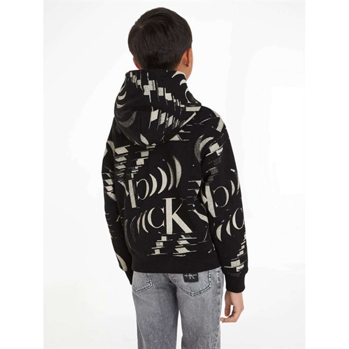 Calvin Klein Glitched Monogram Hoodie Aop Black