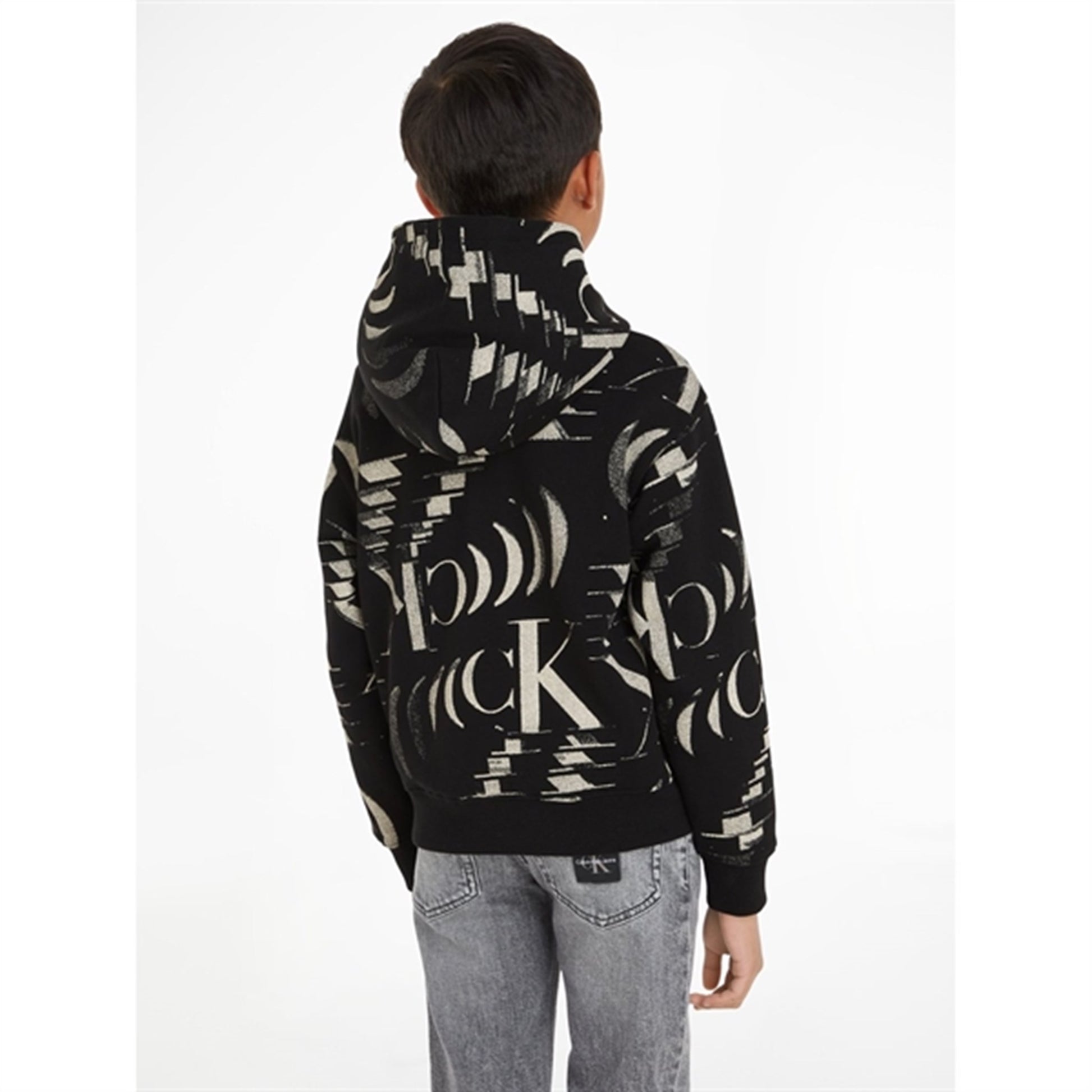 Calvin Klein Glitched Monogram Hoodie Aop Black