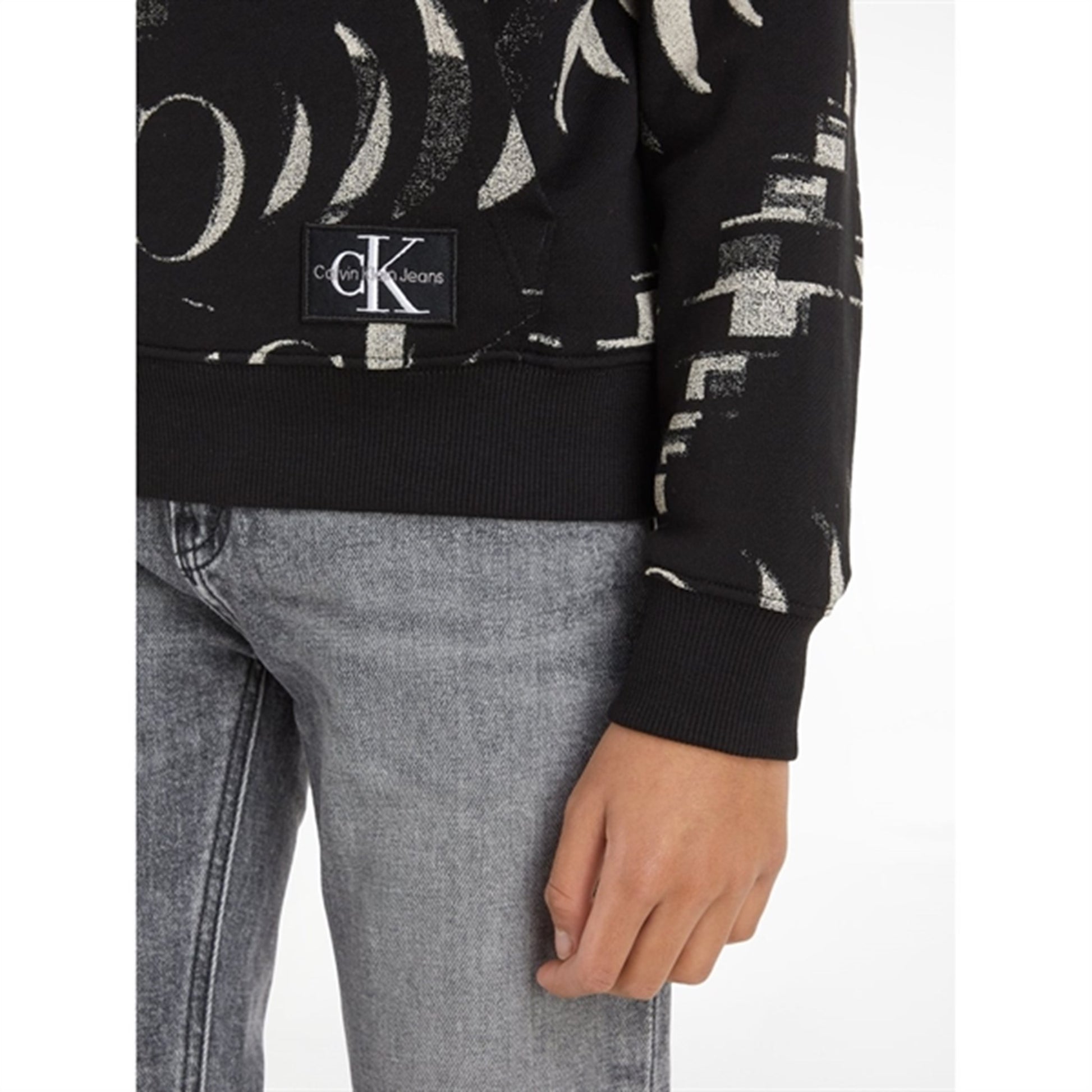 Calvin Klein Glitched Monogram Hoodie Aop Black