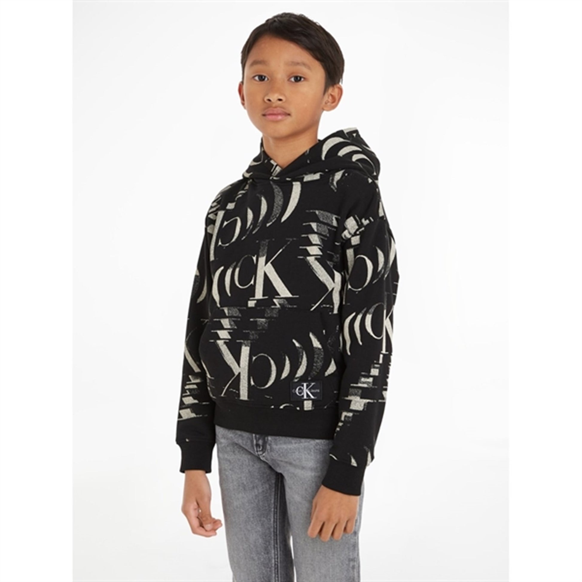 Calvin Klein Glitched Monogram Hoodie Aop Black