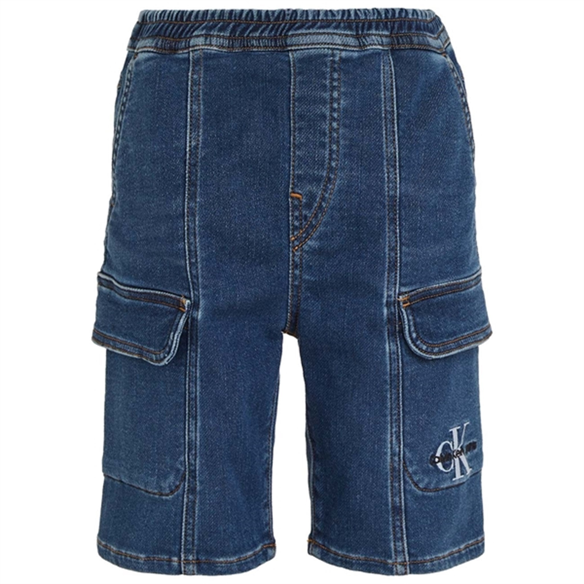 Calvin Klein Denim Cargo Sweat Shorts Mid Blue