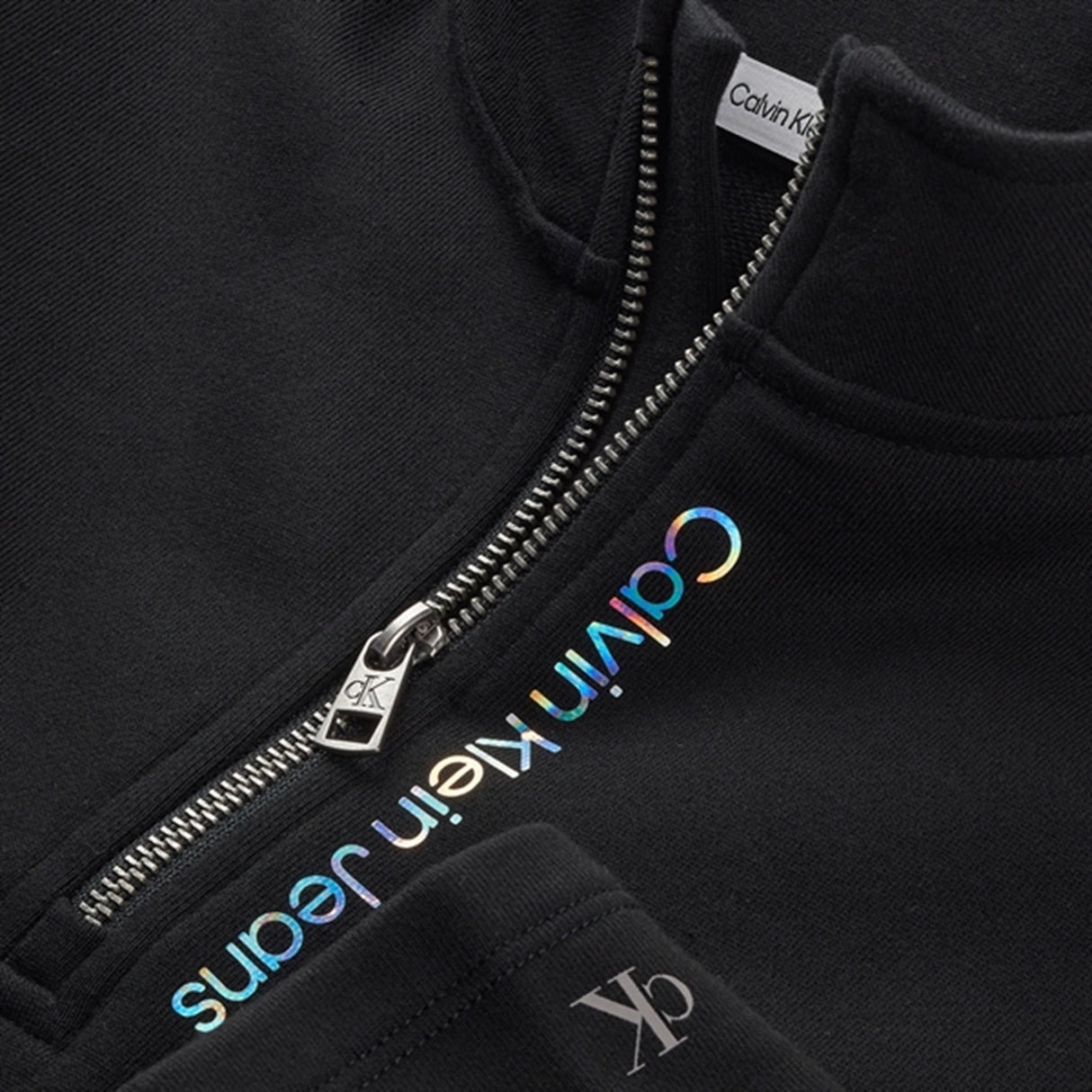 Calvin Klein Logo Zip Up Sweatshirt Black