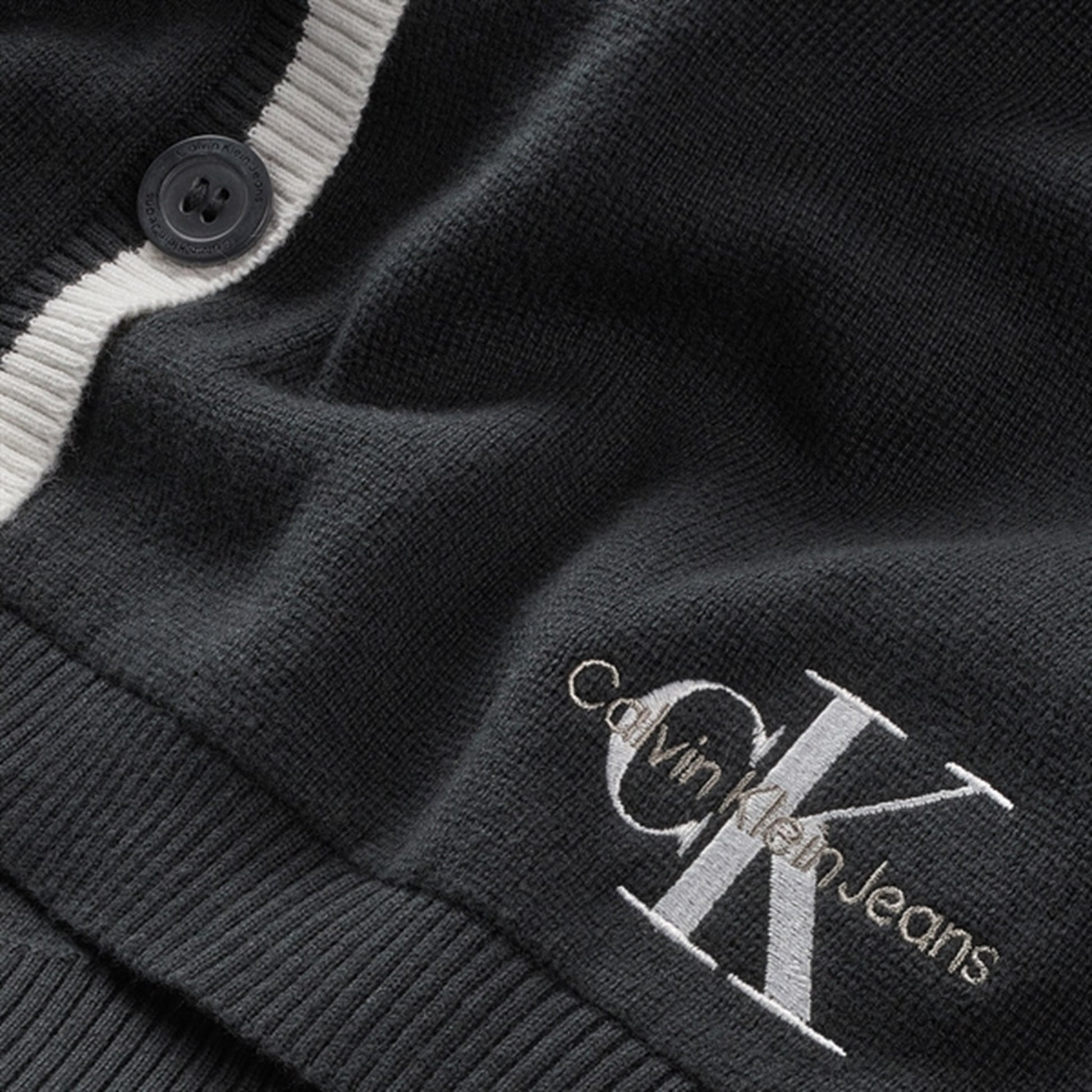 Calvin Klein Contrast Knit Cardigan Ck Black