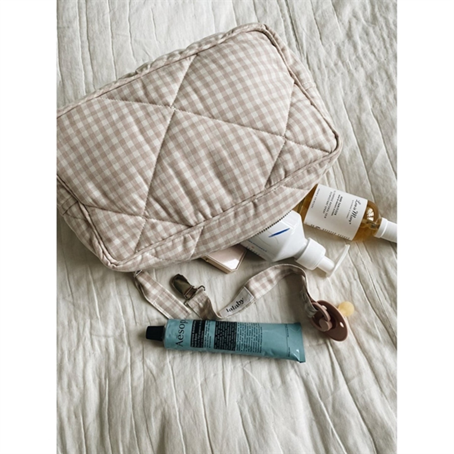 Lalaby Toiletry Bag Beige Gingham