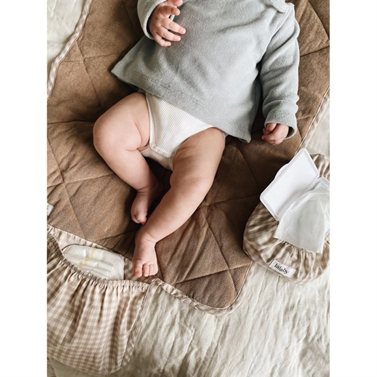 Lalaby Changing Mat Beige Gingham
