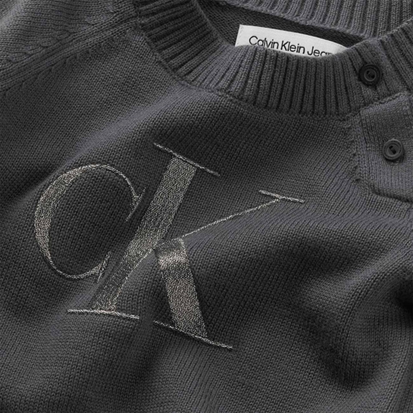Calvin Klein Metallic Monogram Knit Sweater Sæt Dark Grey