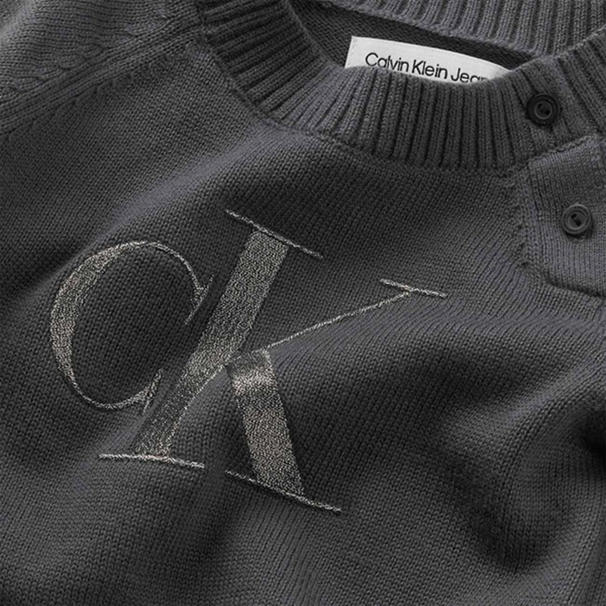 Calvin Klein Metallic Monogram Knit Sweater Sæt Dark Grey
