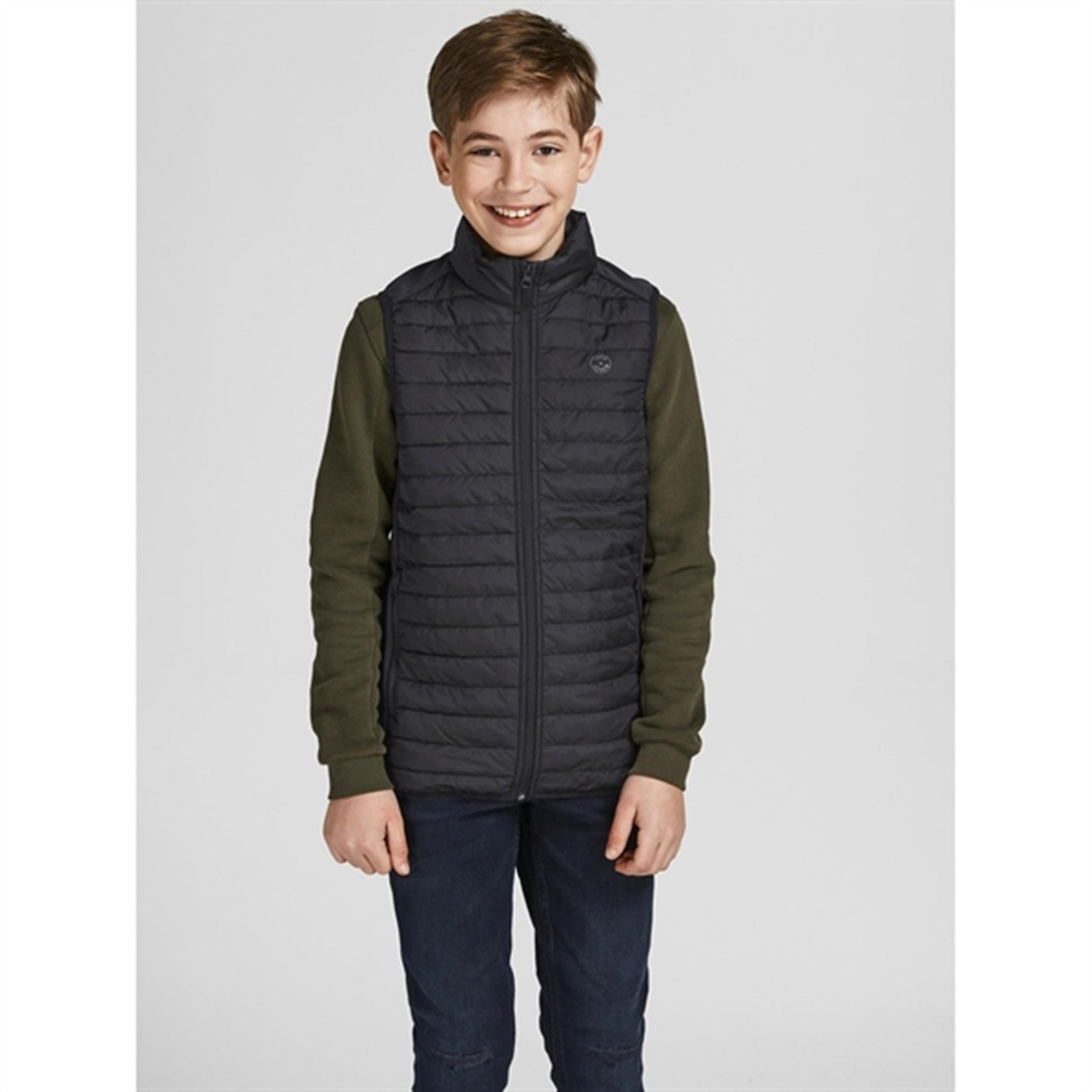 Jack & Jones Junior Black Multi Quilted Vest Noos