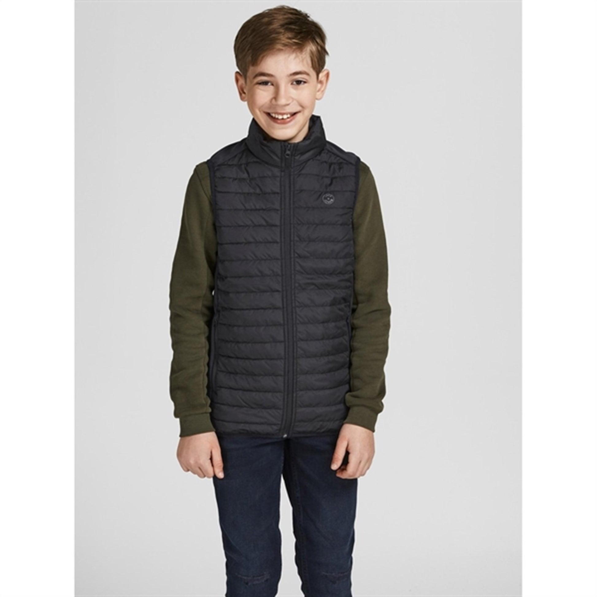 Jack & Jones Junior Black Multi Quilted Vest Noos