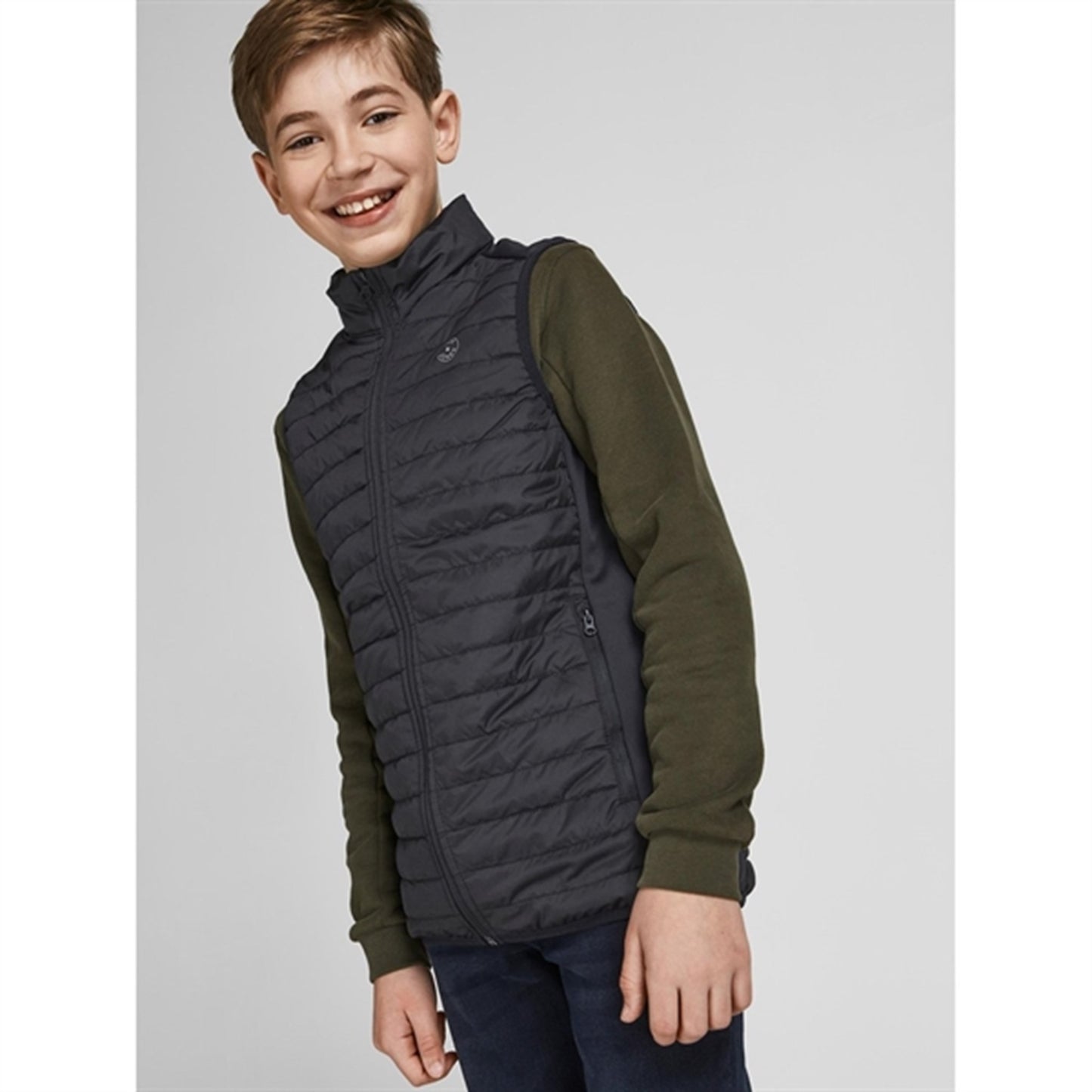 Jack & Jones Junior Black Multi Quilted Vest Noos