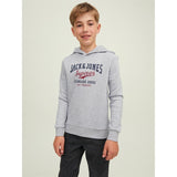 Jack & Jones Junior Light Grey Melange Logo Sweat Hoodie Noos