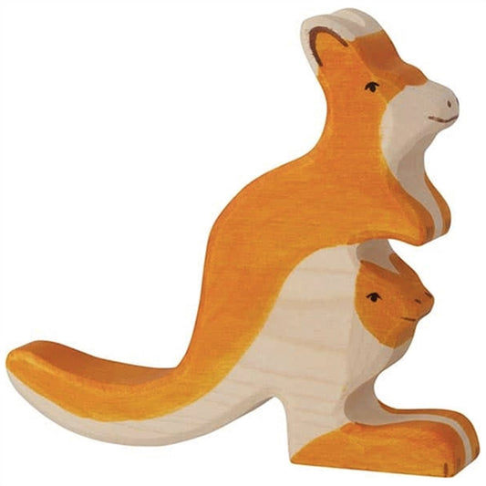 Goki Wood Animal - Kangaroo With Young