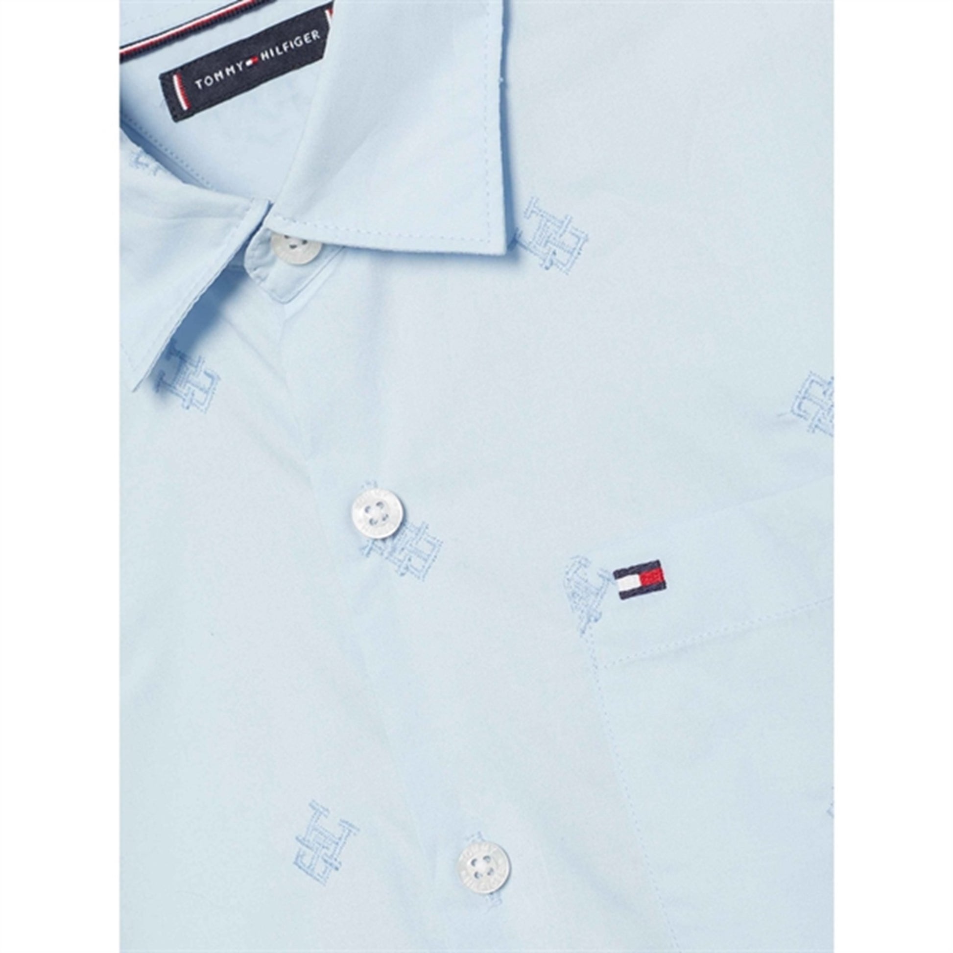 Tommy Hilfiger Monogram Embroidery Shirt Calm Blue