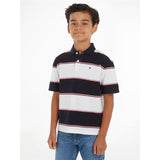 Tommy Hilfiger Global Rugby Stripe Polo T-Shirt White/Blue Stripe