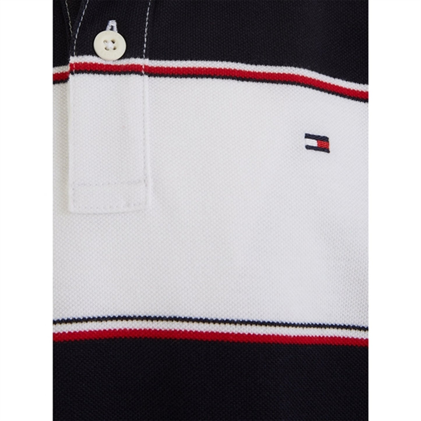Tommy Hilfiger Global Rugby Stripe Polo T-Shirt White/Blue Stripe