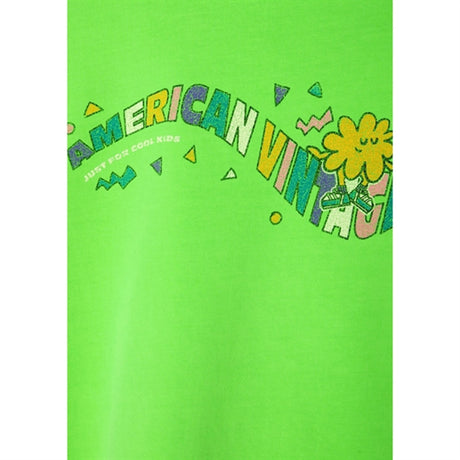 American Vintage T-shirt Droit Mc Col Rond Imprime Absinthe Fluo