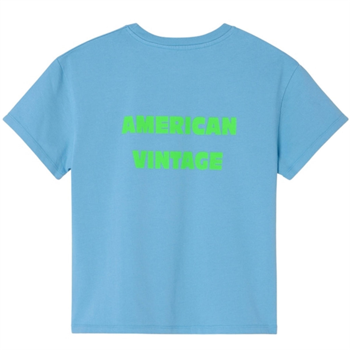 American Vintage T-shirt Droit Mc Col Rond Imprime Bleu Azur Vintage