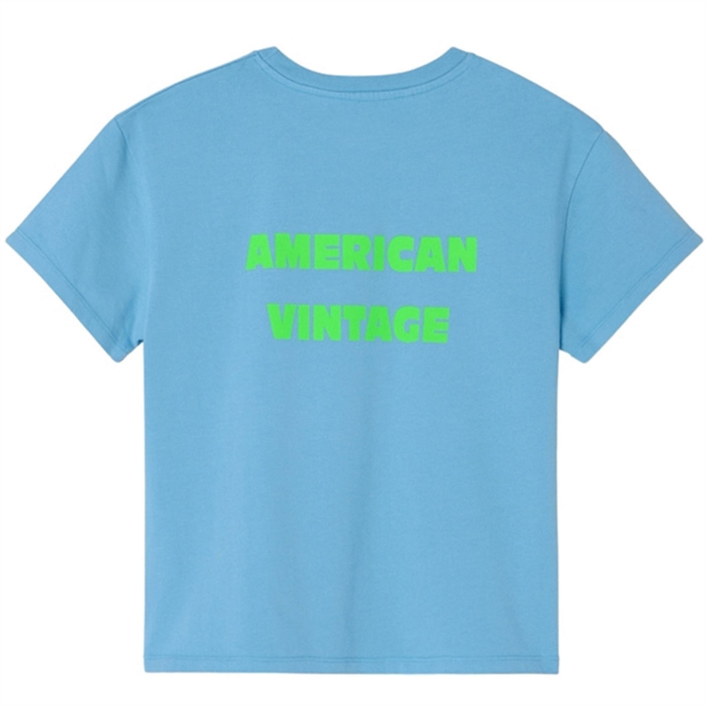 American Vintage T-shirt Droit Mc Col Rond Imprime Bleu Azur Vintage