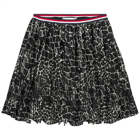 Tommy Hilfiger AOP Pleated Chiffon Skirt Black Animal Print