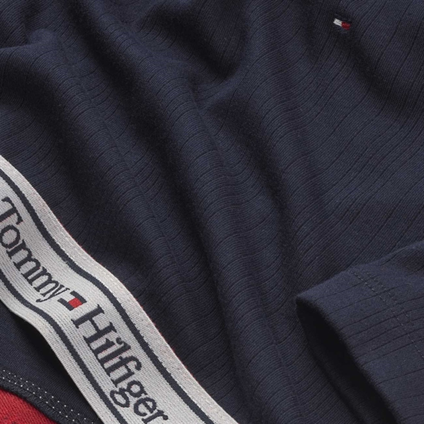 Tommy Hilfiger Tape Rib Crop Top Desert Sky