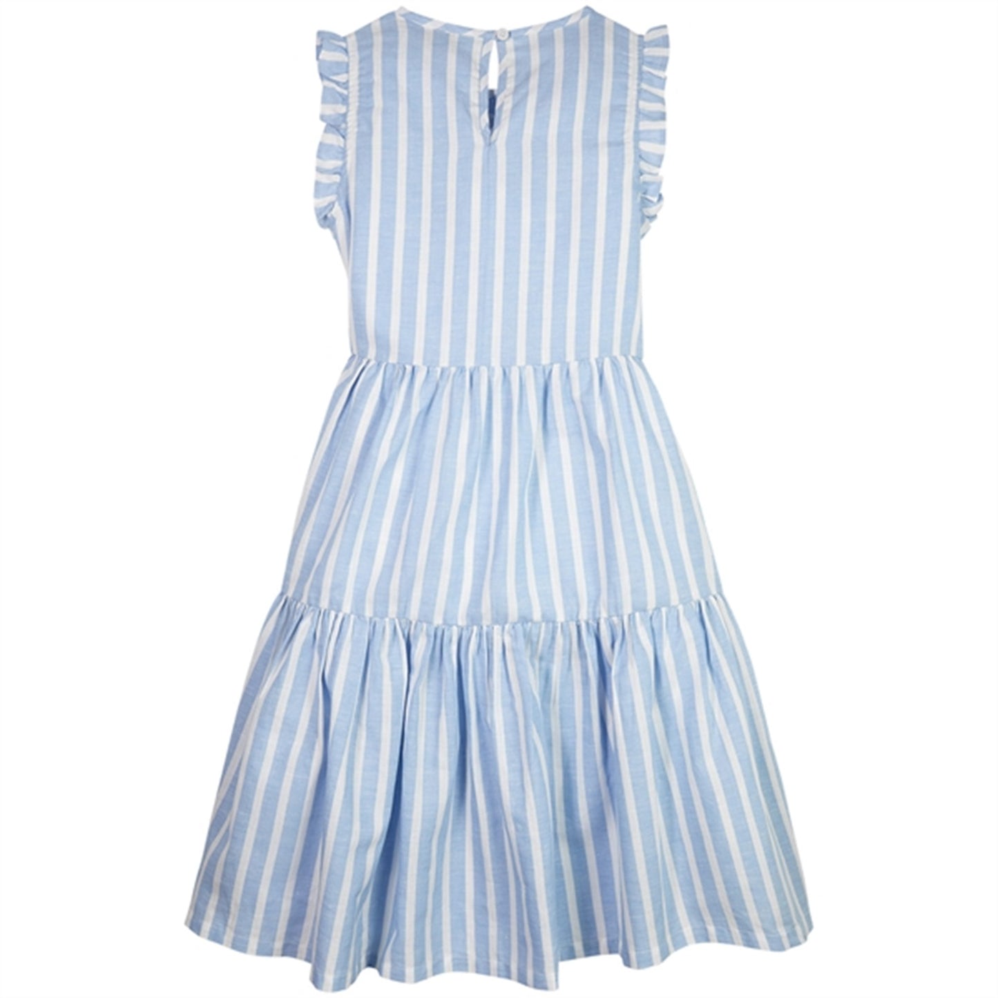 Tommy Hilfiger Striped Hemp Ruffle Dress Medium Blue Stripe
