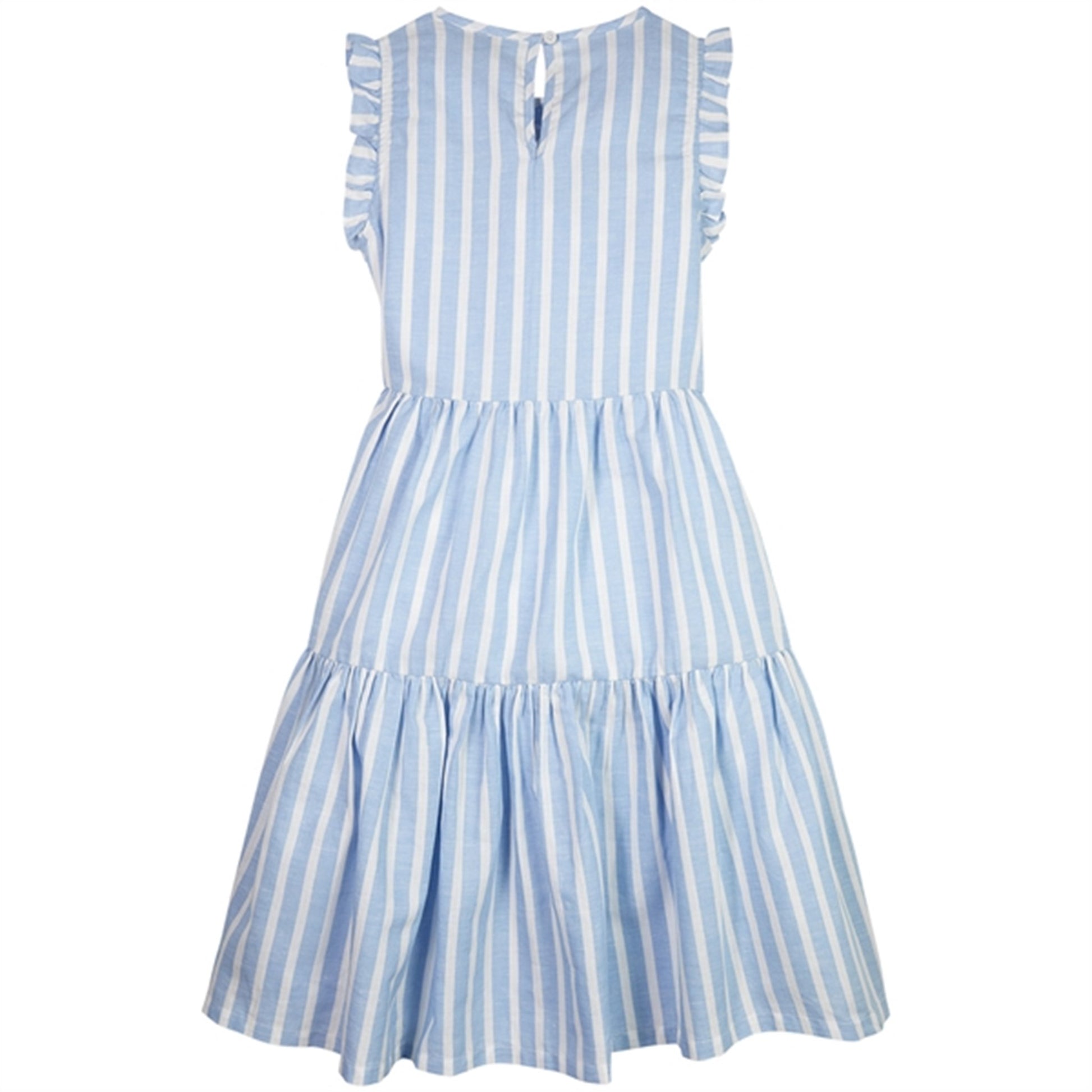 Tommy Hilfiger Striped Hemp Ruffle Dress Medium Blue Stripe