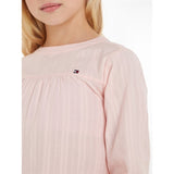 Tommy Hilfiger Global Stripe Tape Detail Dress Pink Crystal