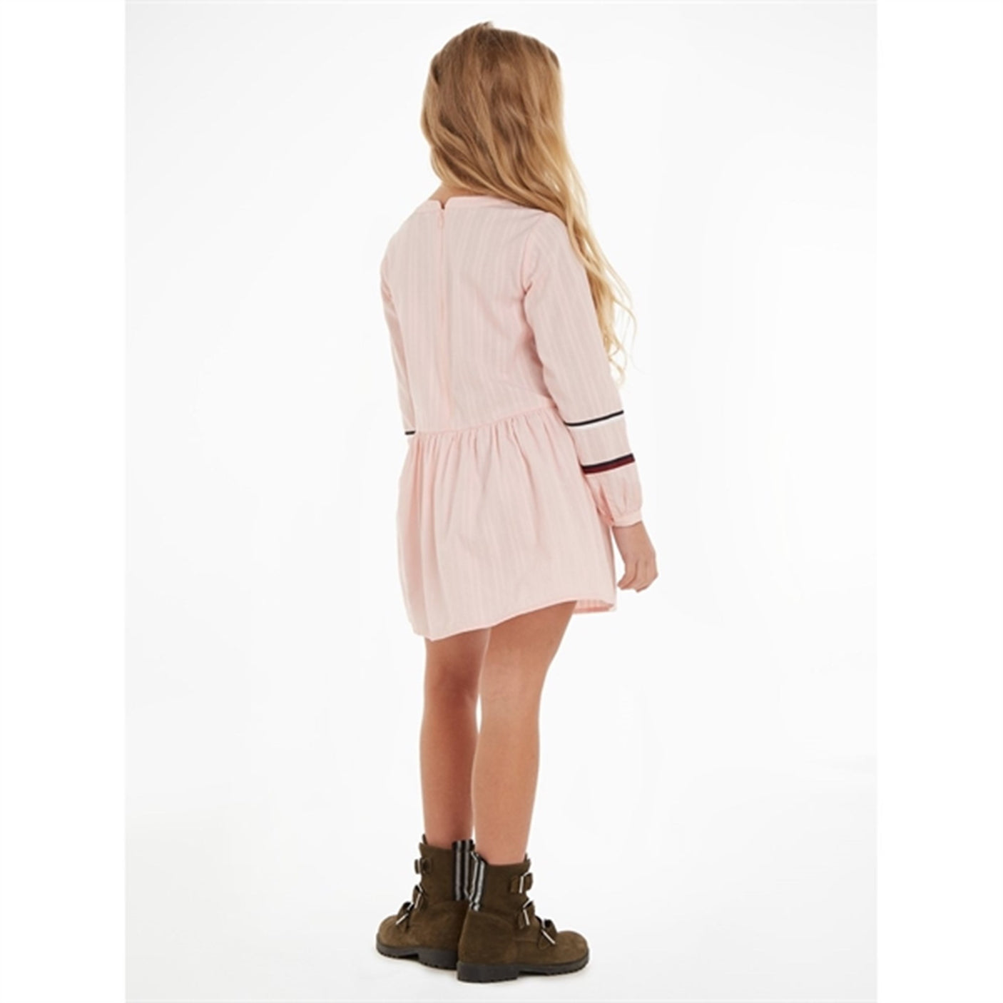 Tommy Hilfiger Global Stripe Tape Detail Dress Pink Crystal