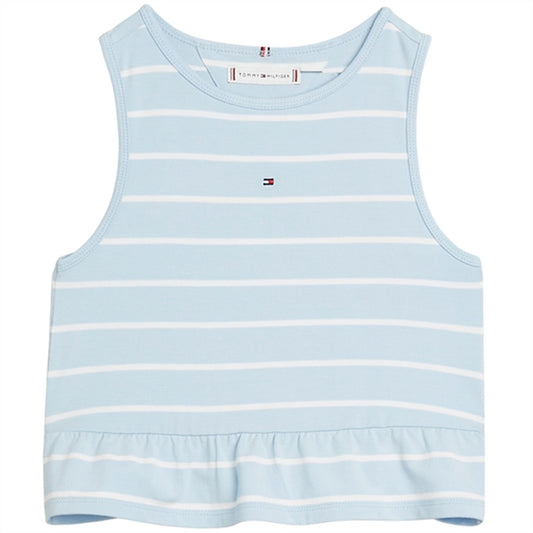 Tommy Hilfiger Peplum Stripe Blouse Breezy Blue Stripe