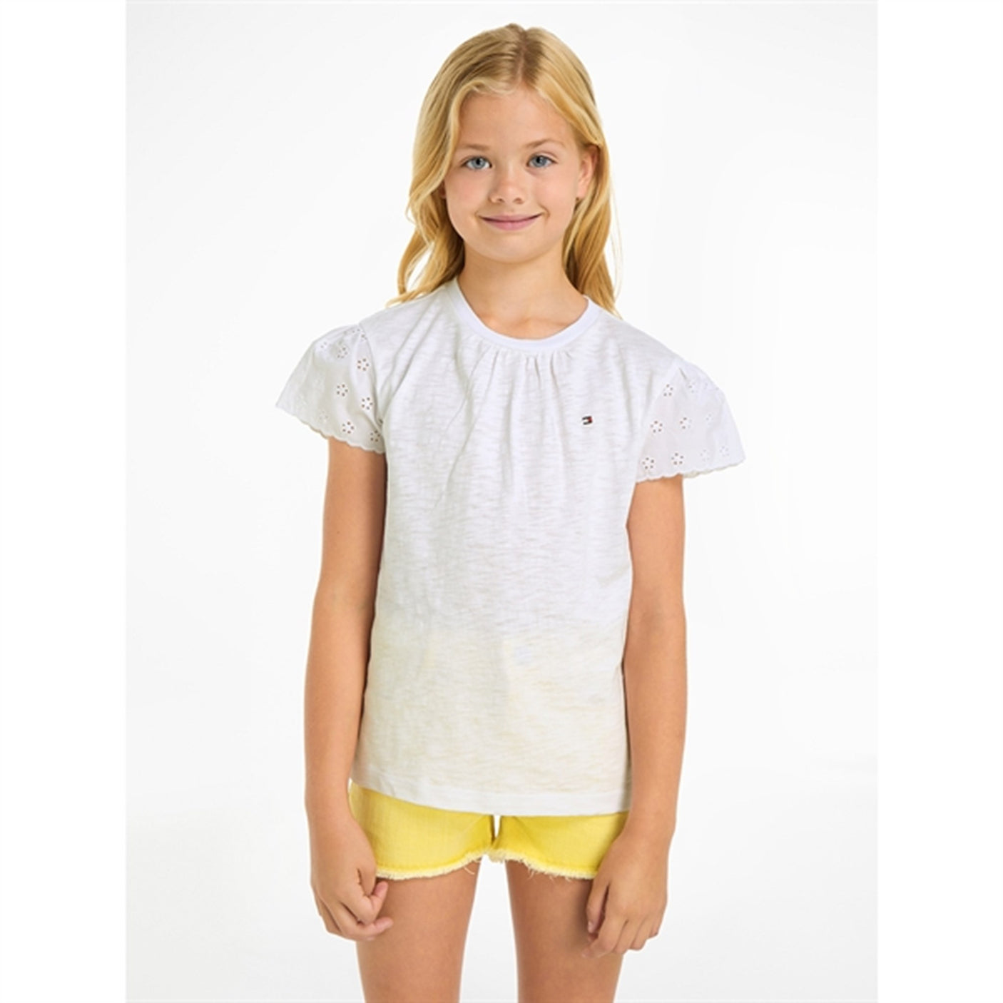 Tommy Hilfiger Broderie Anglaise Sleeve Blouse White