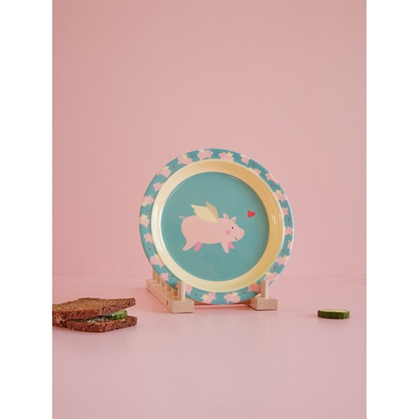 RICE Flying Pig Melamine Childrens Plate