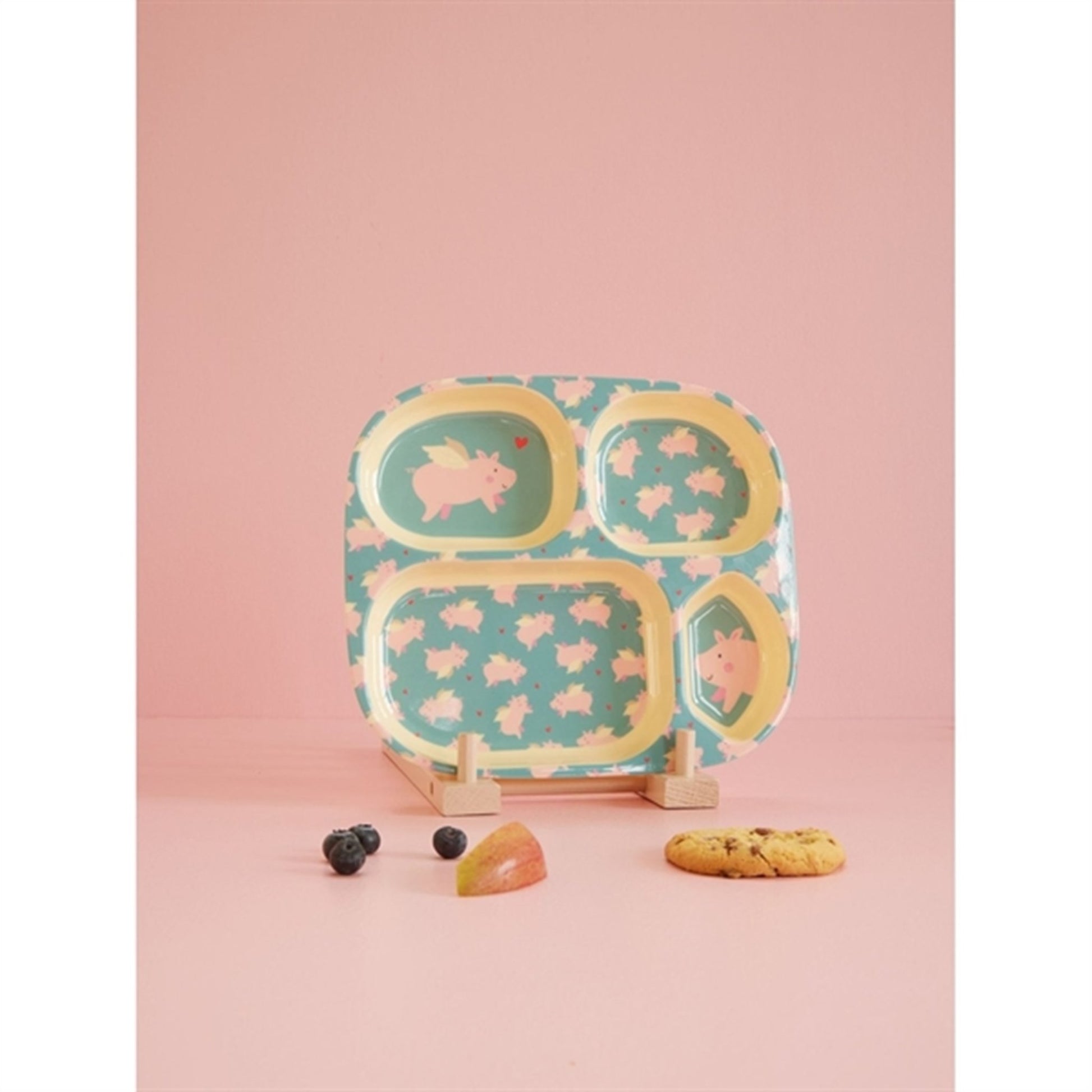 RICE Flying Pig Melamine Childrens Plate with 4 Rooms 2