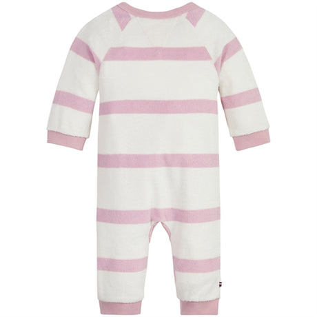 Tommy Hilfiger Baby Striped Towelling Jumpsuit Pink Shade / Ancient White Stripe