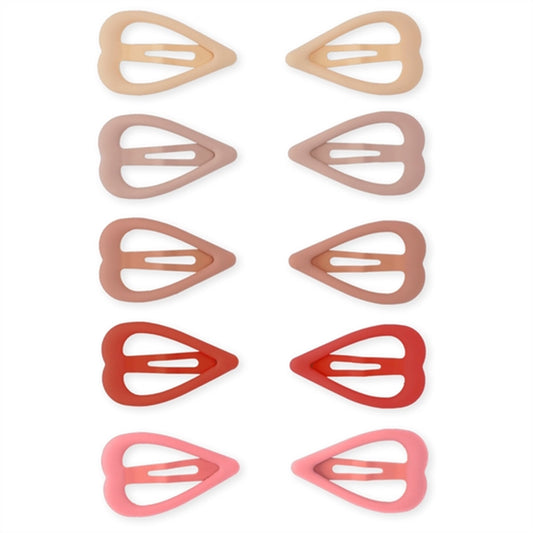 Konges Sløjd Baby Hårspænder Hjerte 10-pak Rose