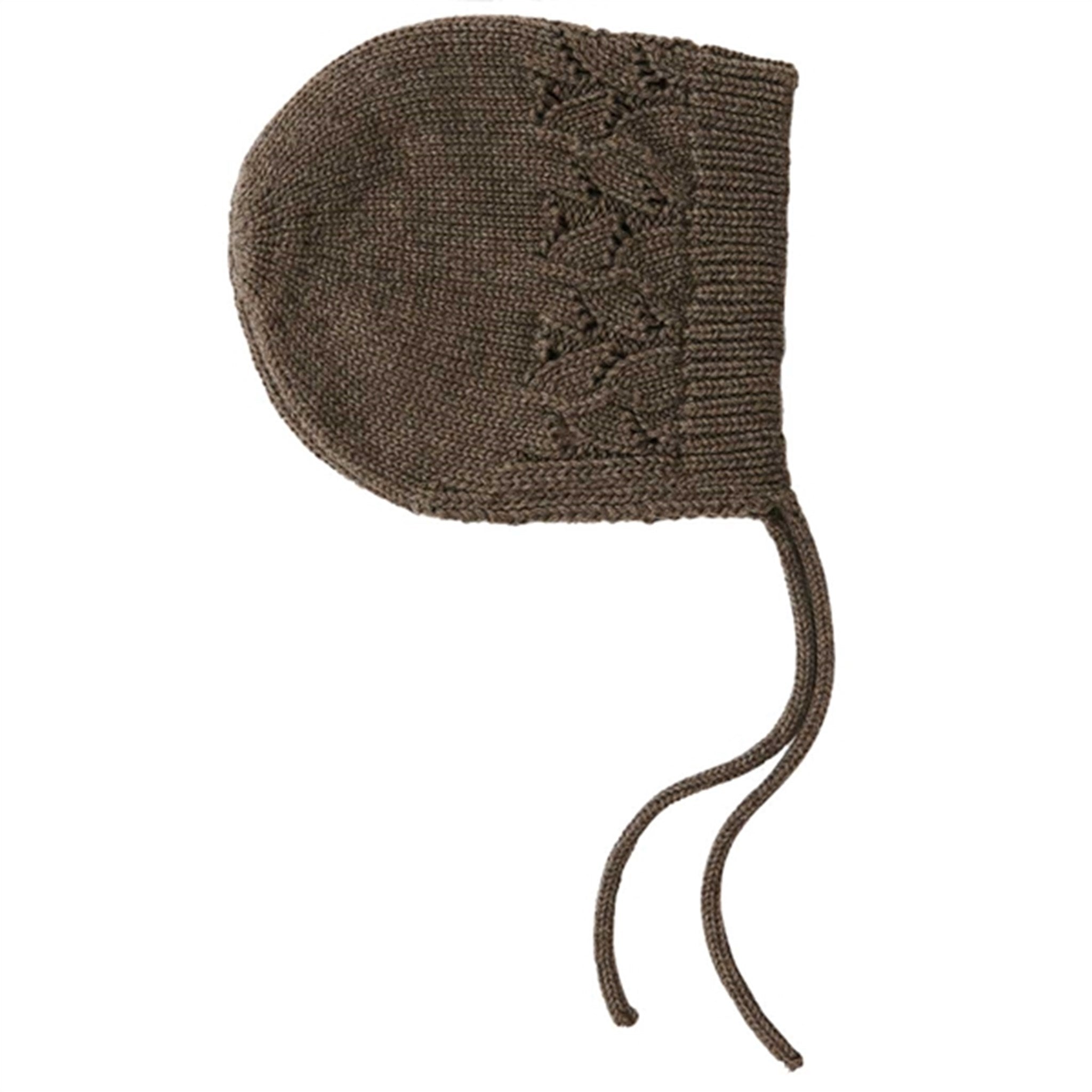 That's Mine Earth Brown Melange Bonette Pointelle Knit Hat